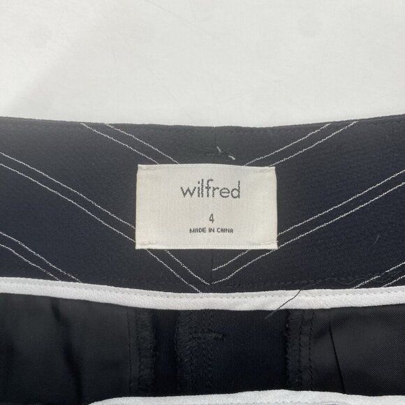 ARITZIA Wilfred Size 6 Black Striped Trousers Pants High Waist Belted - Picture 5 of 12